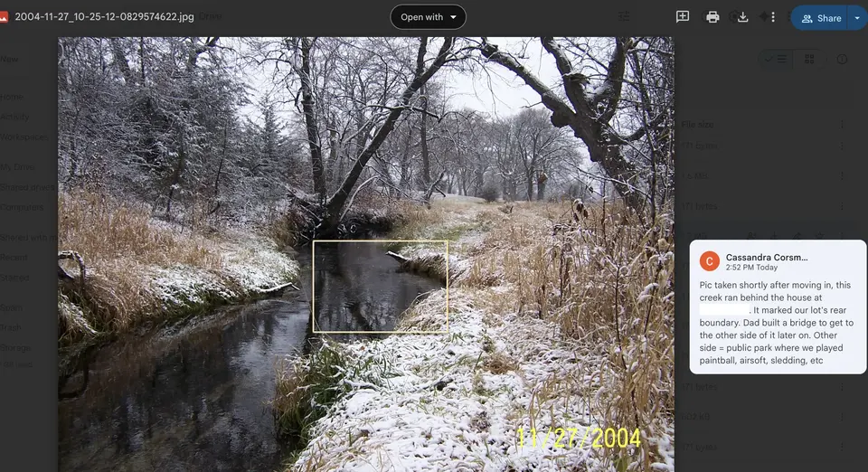 screenshot of adding comments in google drive